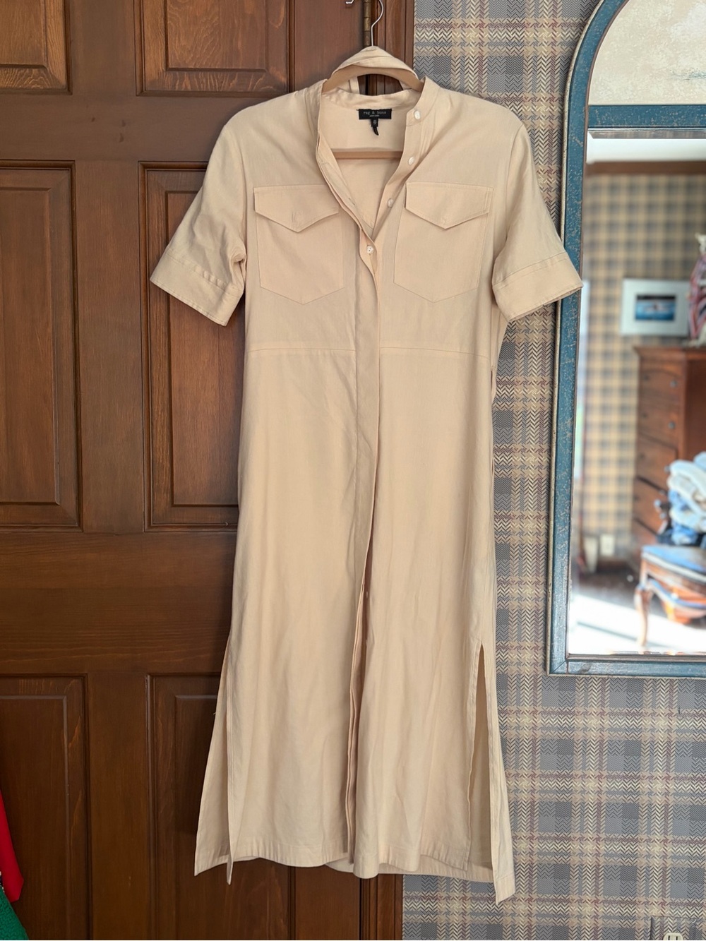 rag & bone Cream Short-Sleeve Maxi Shirtdress